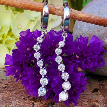 14k White Gold 2CTW Curve Drop Earrings DER-25973